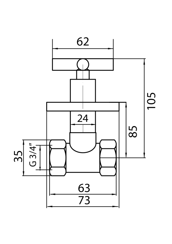 Abagno Full-Turn Concealed Stop Cock SOT-686FT-SS [3/4"] 