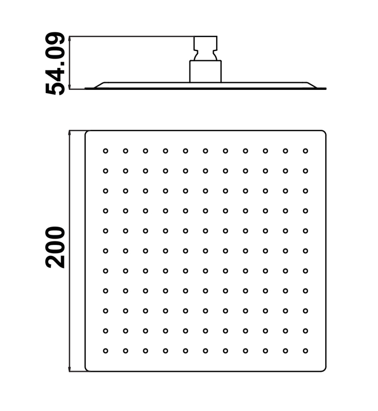 Abagno Square Ultrathin Rain Shower SQ-2008-MB [Matt Black]