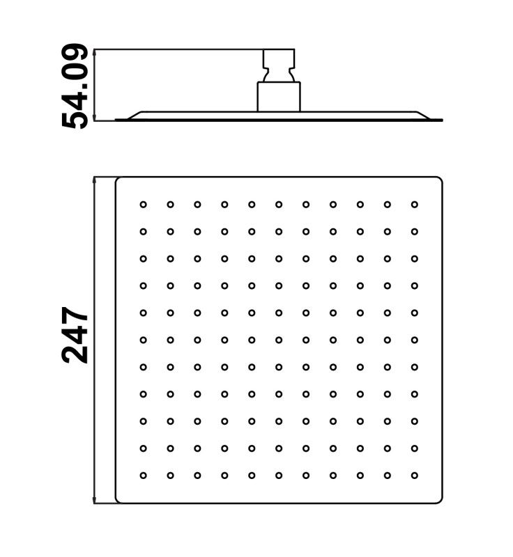 Abagno Square Ultrathin Rain Shower SQ-2510-MB [Matt Black]