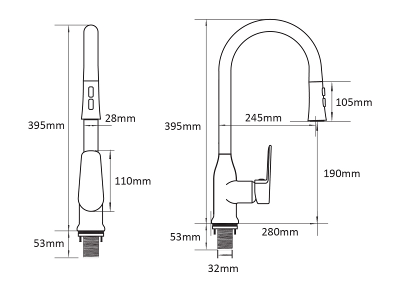 Abagno Sink Mixer With Pull-Out SQM-182P-BN [Black Nickel]