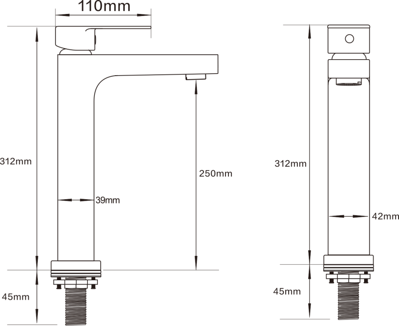 Abagno Single Lever Tower Basin Tap SRC-075L-CR