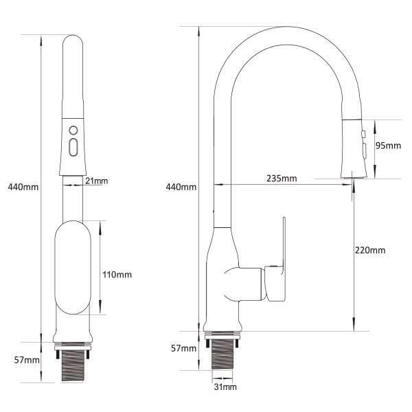 Abagno Sink Mixer With Pull-Out & Double Spray SRM-182P-BN [Black Nickel]