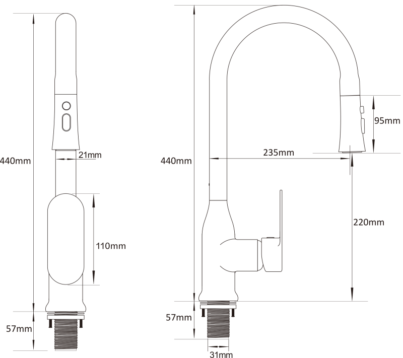 Abagno Sink Mixer With Pull-Out & Double Spray SRM-182P-CR
