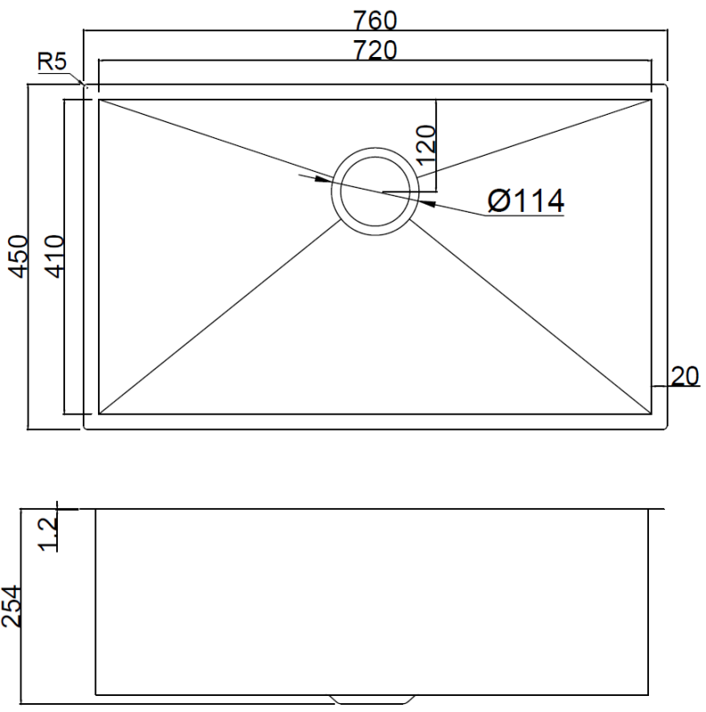 Abagno Under-Mount Single Bowl Kitchen Sink SS-7645
