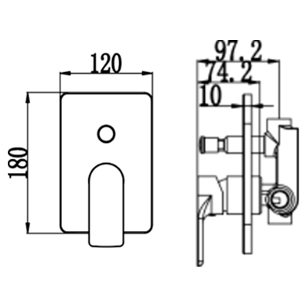 Abagno Concealed Shower Mixer With Diverter SSM-015-MB [Matt Black]