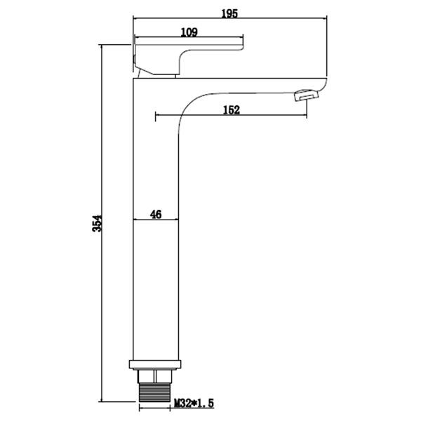 Abagno Tower Basin Mixer SSM-075L-MB [Matt Black]
