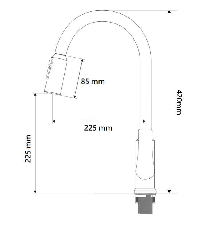 Abagno Kitchen Sink Mixer With Pull-Out 3-Functions Spray SVM-182P-CR