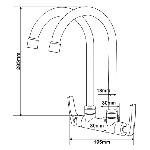 Abagno Wall Kitchen Sink Tap T-85058-2W