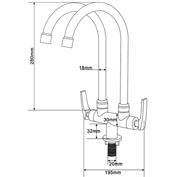 Abagno Pillar Sink Tap With Double Spout T-85058-2