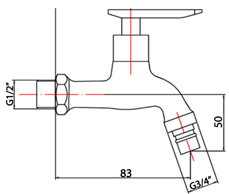 Abagno 1/2" x 3/4" Hose Bib Tap T-87071