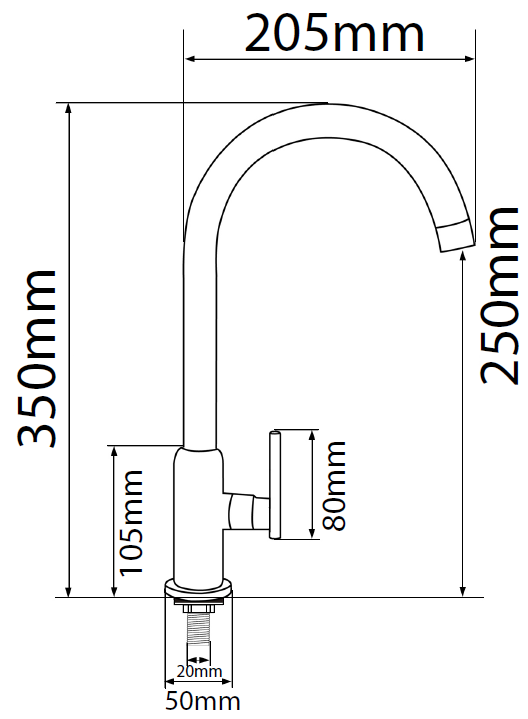 Abagno Kitchen Sink Tap T-88128-BN [Black Nickel]