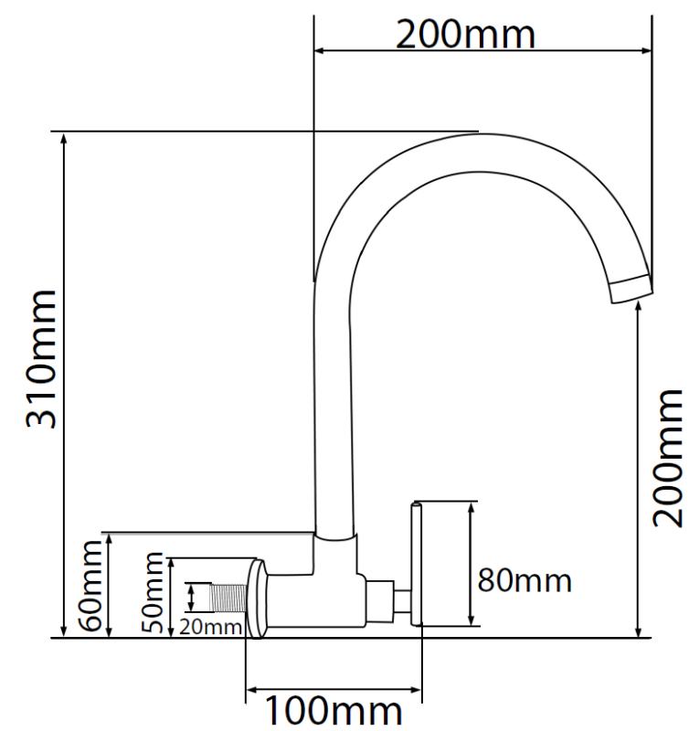 Abagno Wall Sink Tap T-88128W-BN [Black Nickel]