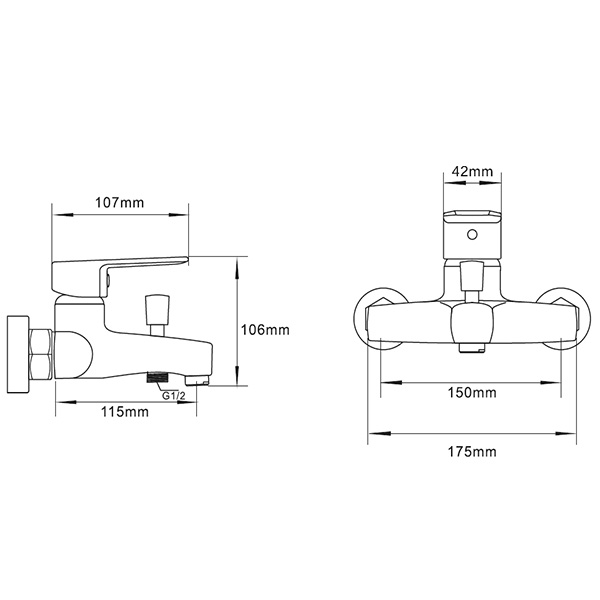 Abagno Bath/Shower Mixer TEM-022-MB [Matt Black]