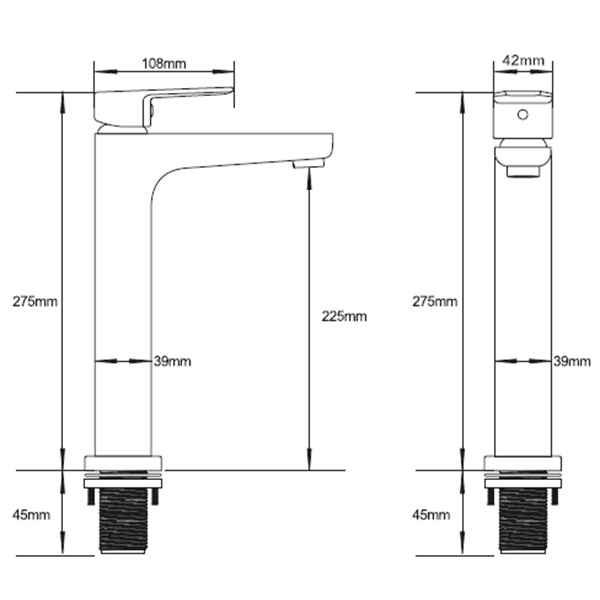 Abagno Tower Basin Mixer TEM-075L-CR
