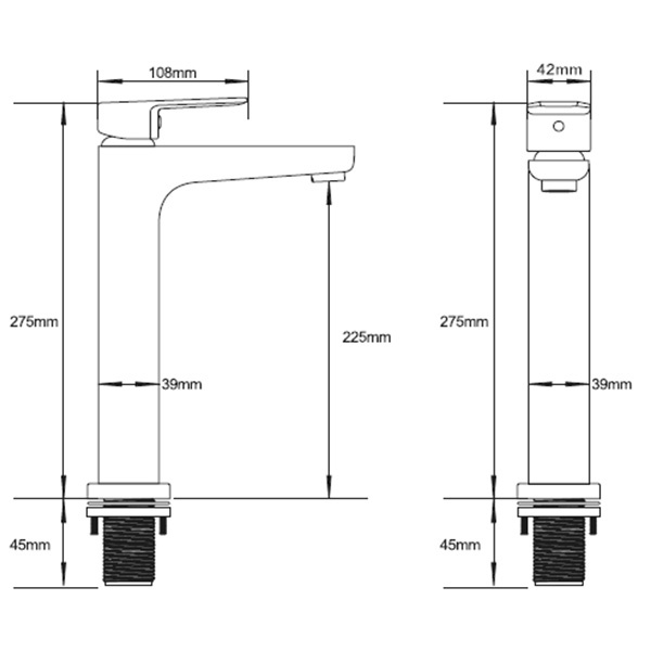 Abagno Tower Basin Mixer TEM-075L-MB [Matt Black]