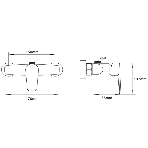 Abagno Shower Mixer TEM-168-MB [Matt Black]