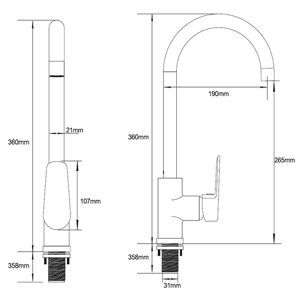 Abagno Kitchen Sink Mixer TEM-180-CR 