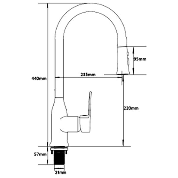 Abagno Kitchen Sink Mixer TEM-182P-MB [Matt Black]
