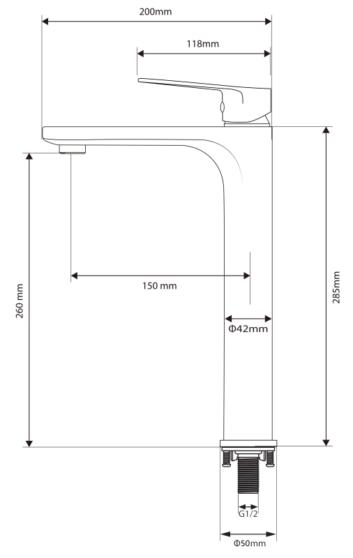 Abagno Tower Basin Tap TJC-075L-CR