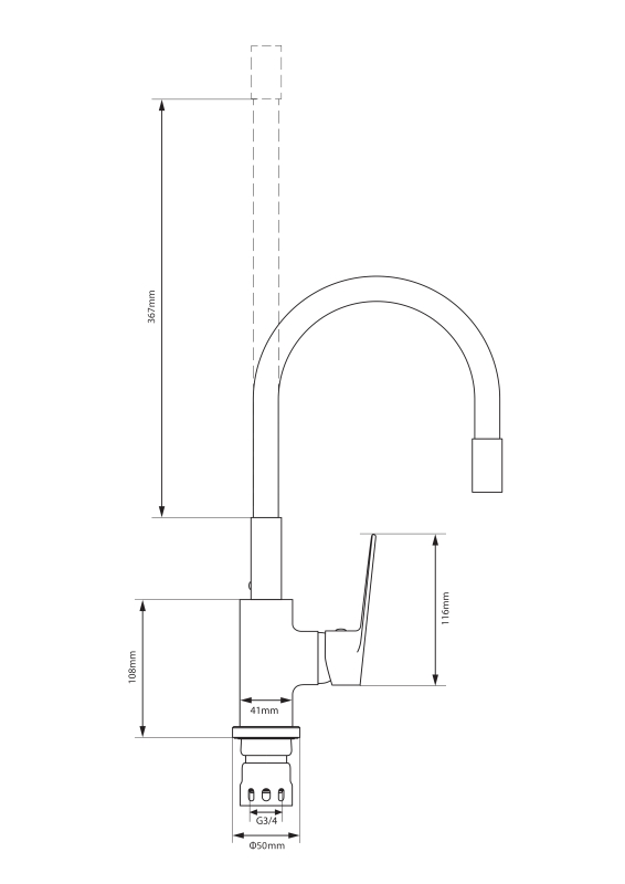  Abagno Kitchen Sink Mixer With Flexible Spout TJM-138F-CR
