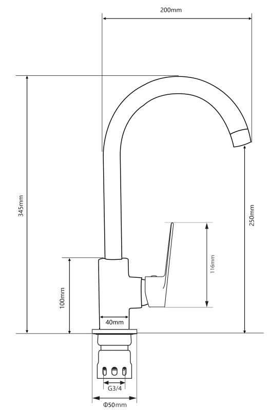 Abagno Kitchen Sink Tap TJC-180-CR