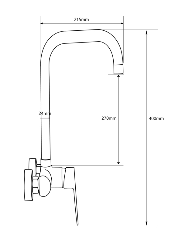 Abagno Single Lever Wall-Mounted Kitchen Sink Mixer TJM-187-CR
