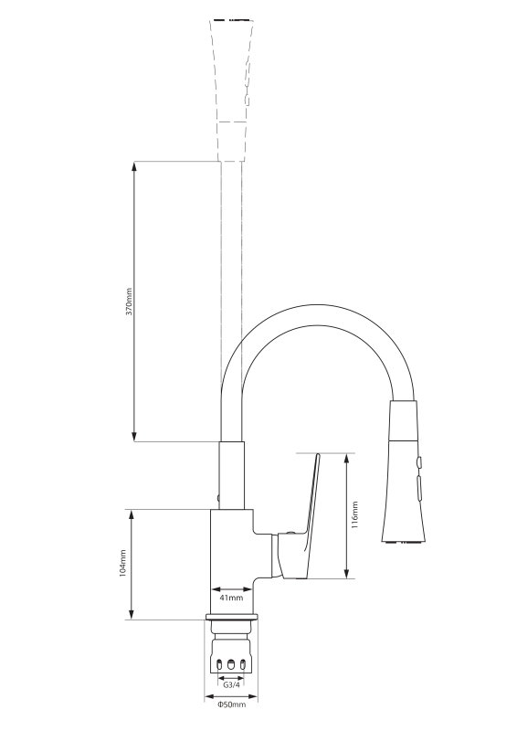 Abagno Kitchen Sink Mixer With Flexible Spout & 3 Functions Spray TJM-338FJ-CR