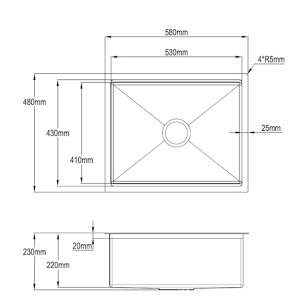 Abagno Under-Mount Single Bowl Kitchen Sink TN-5848 Abagno Under-Mount Single Bowl Kitchen Sink TN-5848