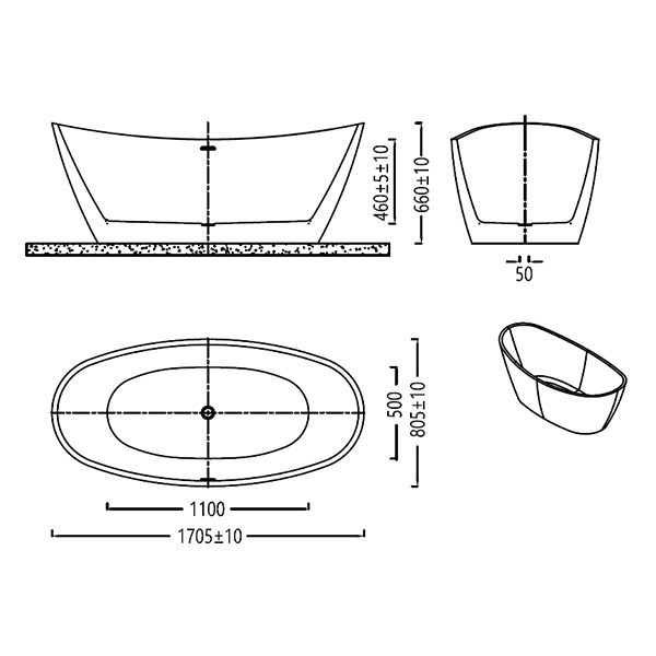 SSWW Free-Standing Bathtub WA1040L