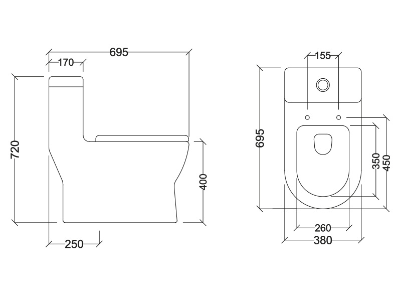 Abagno One Piece Washdown Water Closet SICILIA