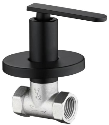 Abagno Quarter-Turn Concealed Stop Cock SDT-844-MB [Matt Black] [1/2"] 