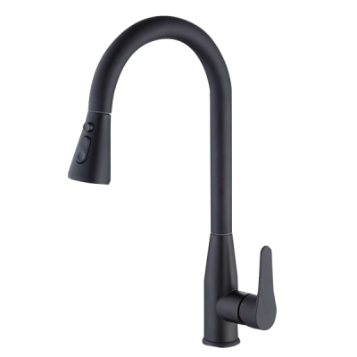 Abagno SIM-280P-MB Kitchen Sink Mixer With Pull-Out Double Spray [Matt Black]